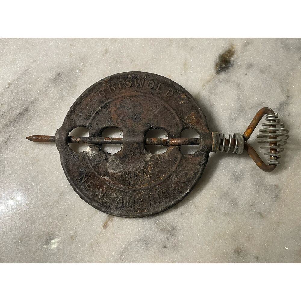 Vintage Griswold Stove Damper 6" Cast Iron Reversible Steel Spindle